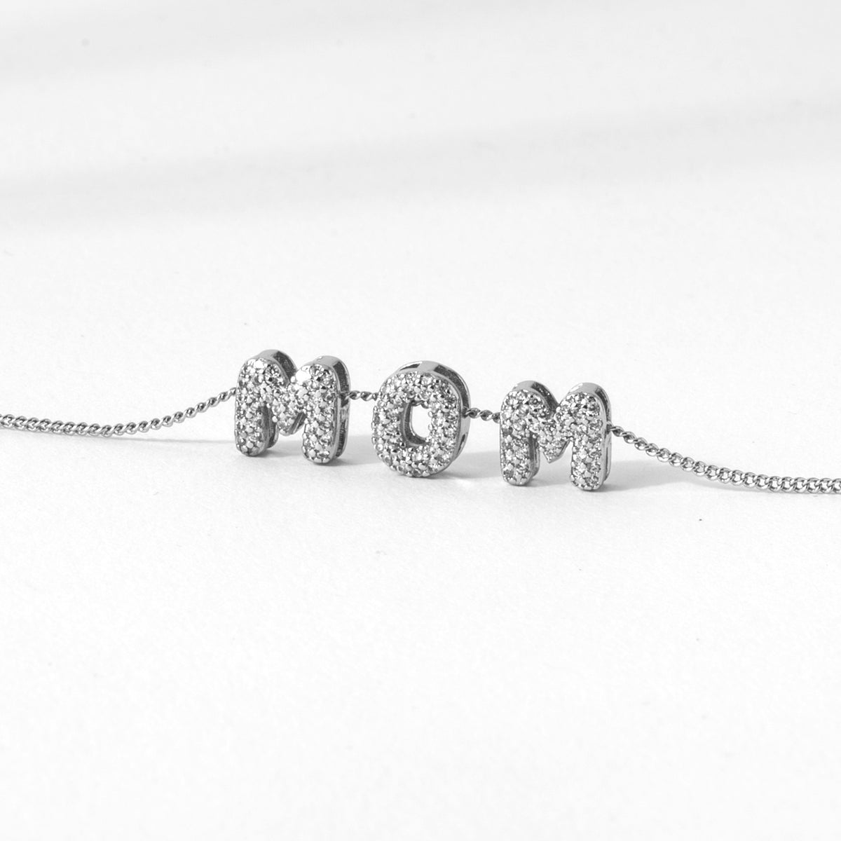 XO Mom Bubble Letter Necklace 17 20 Think Goodness Xo mom bubble letter necklace 17 20 think goodness