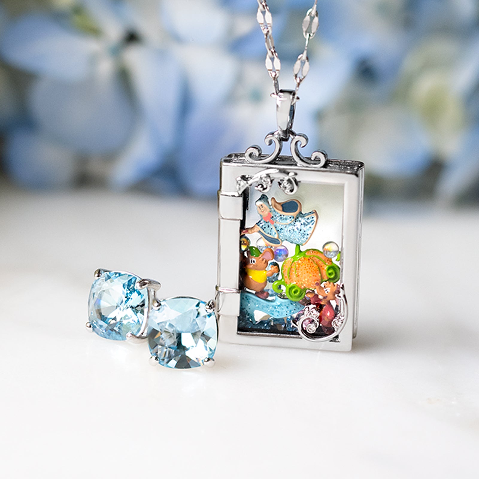 Origami Owl Rose Water Opal Large Twist Living Locket 2024 Disney Ariel Charm Set