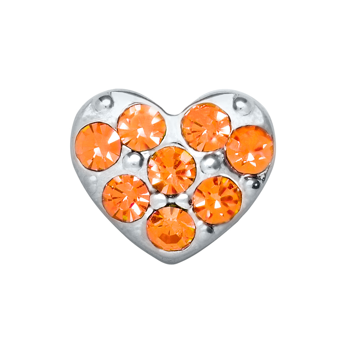 Silver Heart with Orange Crystals Charm– Think Goodness